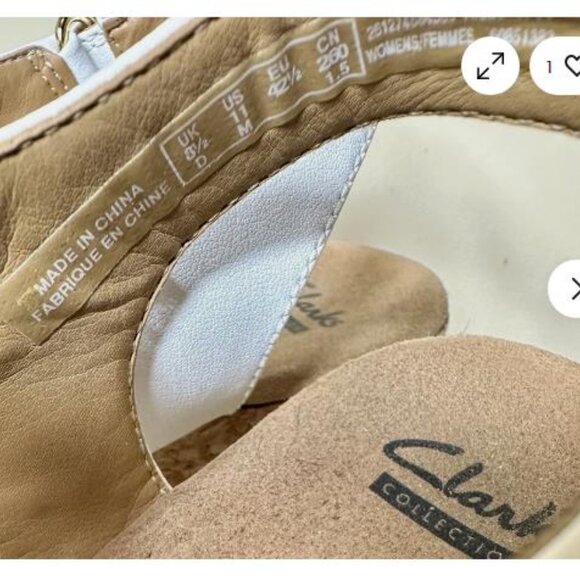 Clarks Sandals Womens 11 M Annadel Orchid Wedge Strappy Slingback White Leather - Picture 4 of 7